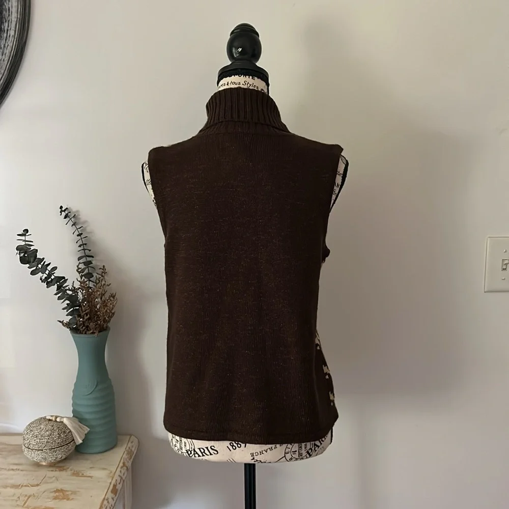 Vintage Mixit Brown and Cream Houndstooth Turtleneck Sweater - Picture 5 of 7